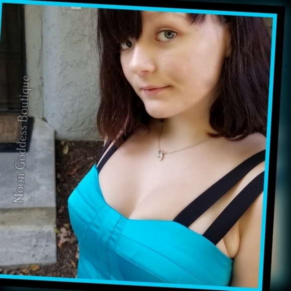 GUESS Party Dress – High-Low Silky Blue & Black, Strappy Open Back – Size S/2 - Picture 8 of 16